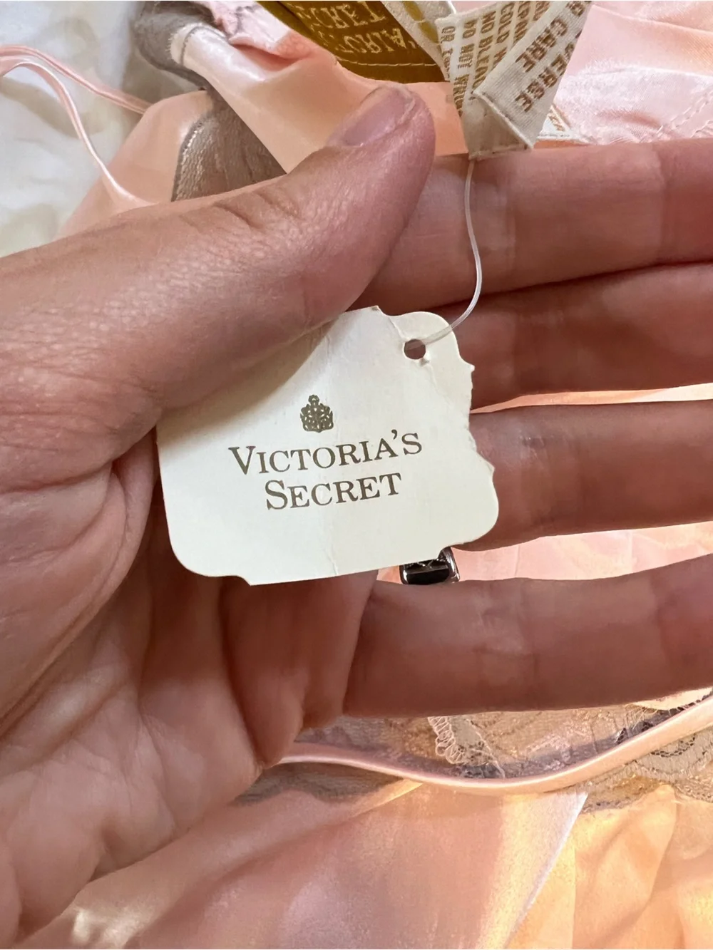 NWT 90s Dead-stock Victoria’s Secret Gold Label Baby Pink Lace Slip Dress - Picture 7 of 9